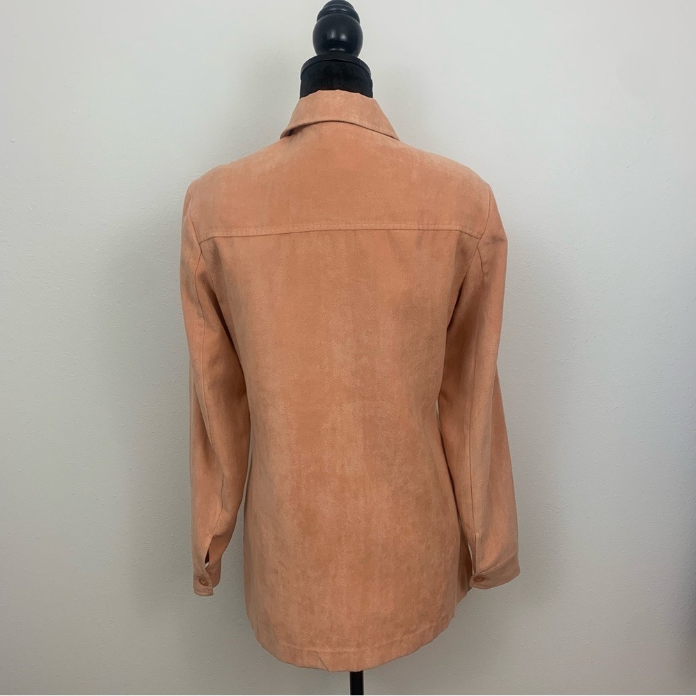 Conrad C Collection Women's Size 4 Peach Faux Suede Bohemian‎ Button Shacket - Picture 2 of 8